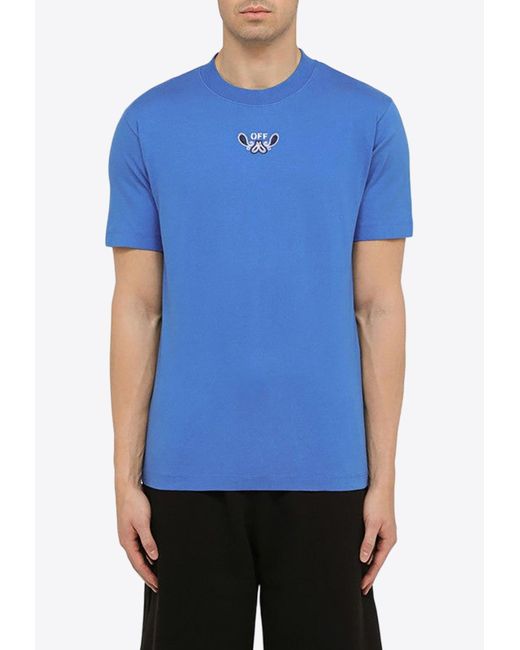 Off-White c/o Virgil Abloh Blue Bandana Arrow Crewneck T-Shirt for men