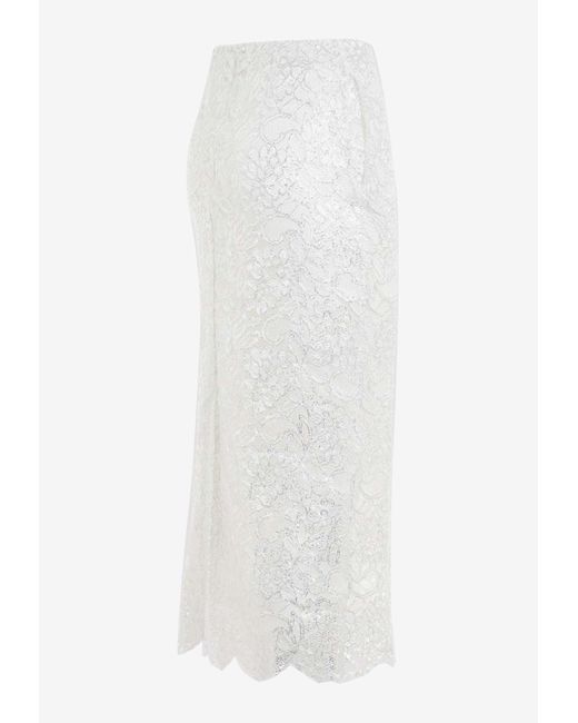 Simone Rocha White Lace Pencil Keen-Length Skirt