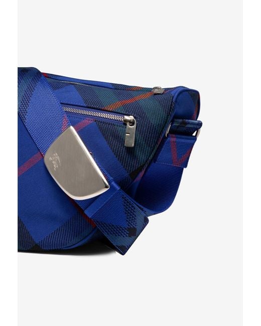 Burberry Blue Shield Checked Shoulder Bag
