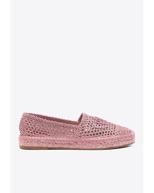 Chloé Pink Island Crochet Knit Espadrilles