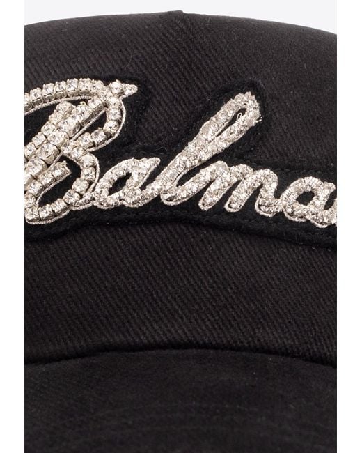新品 BALMAIN ロゴ コットンキャップ Cotton cap with Balmain Signature embroidery black black