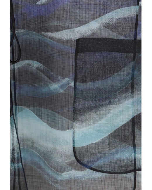 Giorgio Armani Blue Printed Silk Organza Top