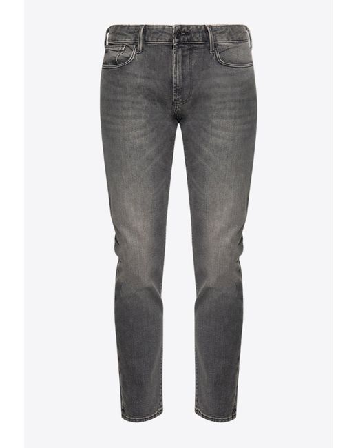 Emporio Armani Gray J06 Faded Skinny Jeans for men