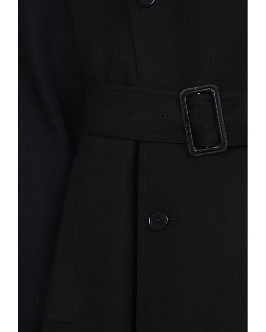 Saint Laurent Black Belted Long Wool Coat for men