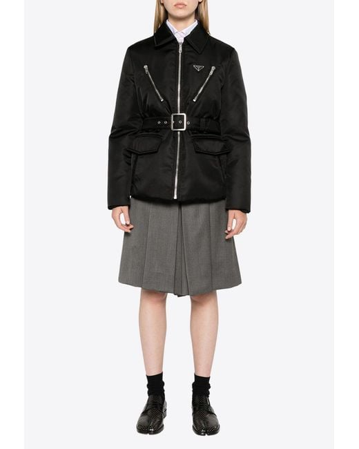 Prada Black Triangle Logo Padded Jacket