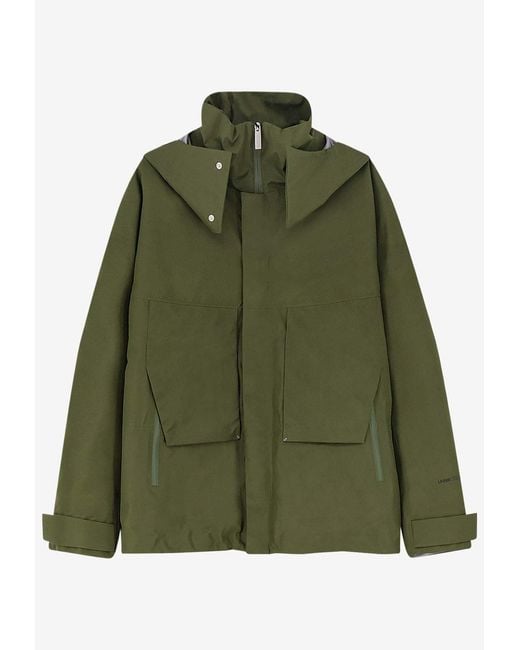 Herno Green Removable Hood Zip-Up Jacket for men