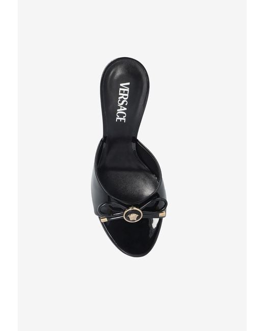 Versace Black Opera Bow 85 Patent Leather Mules