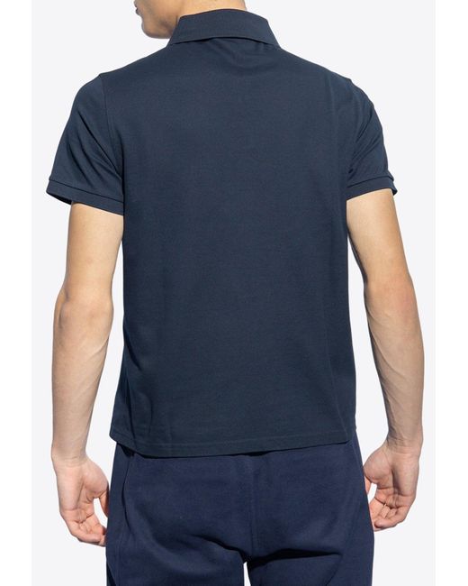 Saint Laurent Blue Cassandre Embroidered Polo T-Shirt for men