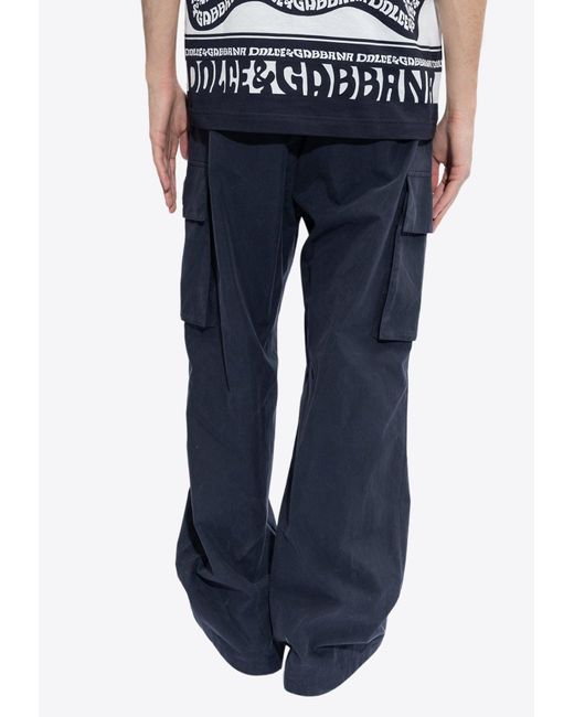 Dolce & Gabbana Blue Logo Plaque Cargo Pants for men