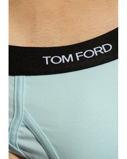 Tom Ford Blue Logo Waistband Briefs for men