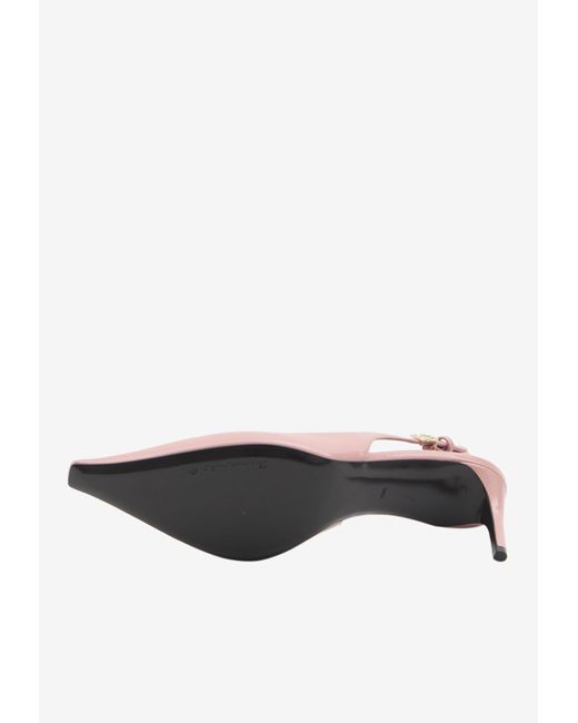 Dolce & Gabbana Pink Mun 90 Polished Leather Slingback Pumps