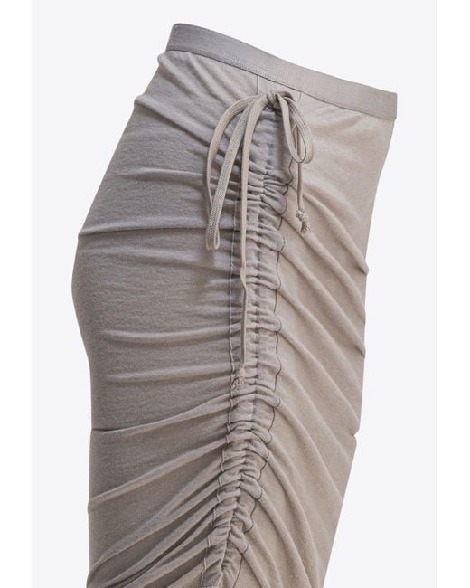 Rick Owens White Edfu Asymmetric Midi Skirt