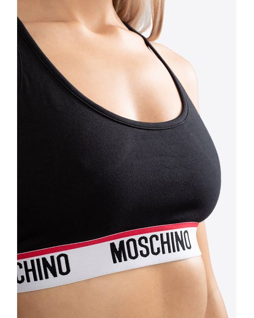 Moschino Logo-tape Sports Bra in Black