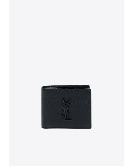 Saint Laurent White Monogram Grained Leather Wallet for men