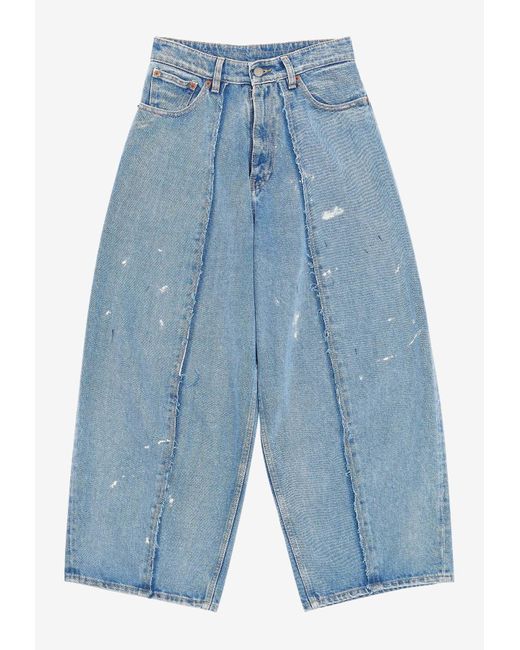 MM6 by Maison Martin Margiela Blue Distressed Cropped Jeans