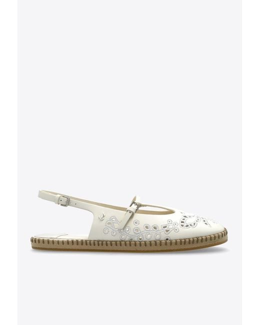 Jimmy Choo White Amiee Sangallo Embroidered Leather Espadrilles