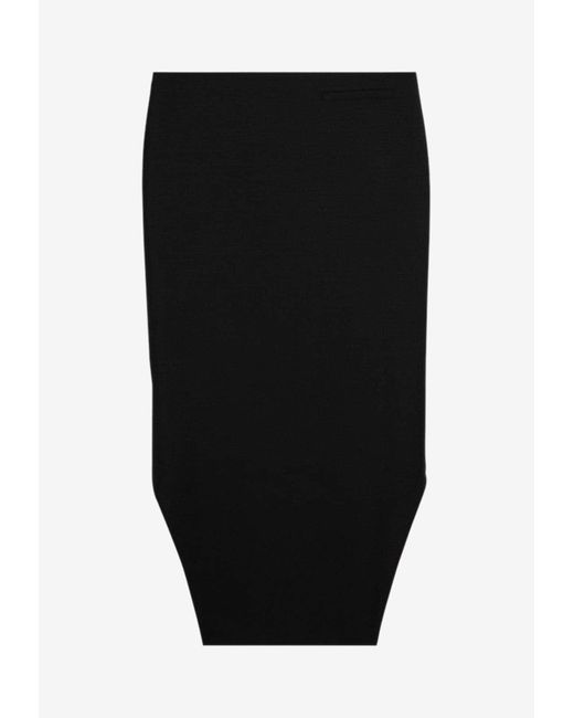 Givenchy Black Asymmetrical Wool Midi Skirt