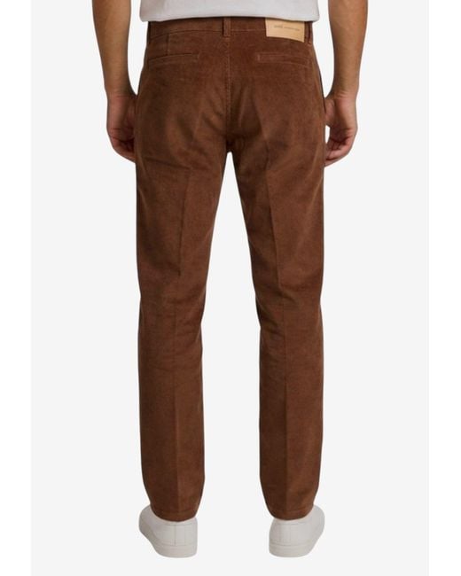 AMI Brown Logo Patch Corduroy Pants for men