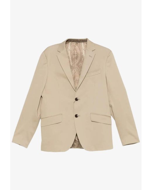Etro Natural Single-Breasted Buttoned Blazer for men