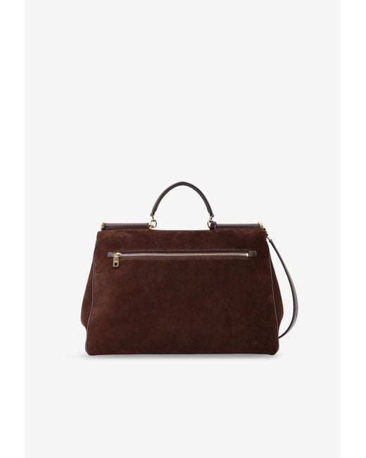 Dolce & Gabbana Brown My Sicily Suede Tote Bag