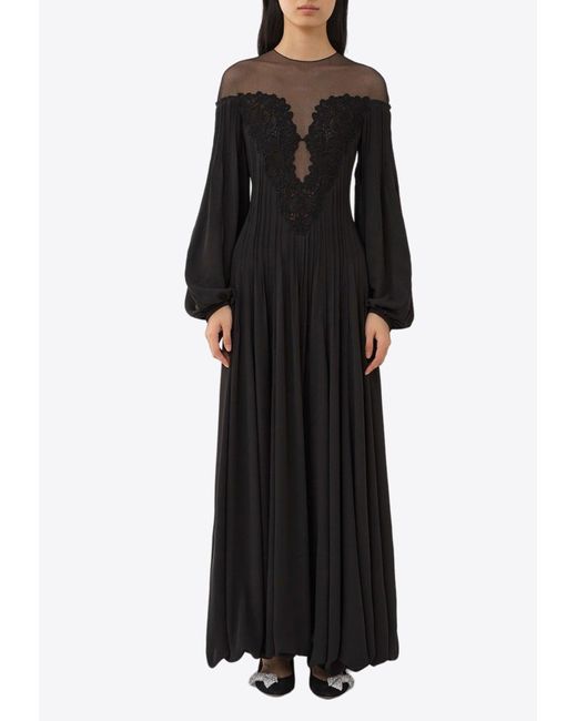 Chloé Black Lace-Panel Maxi Dress