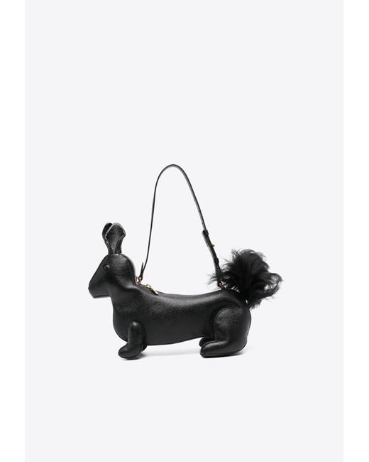 Thom Browne White Rabbit Baguette Leather Shoulder Bag