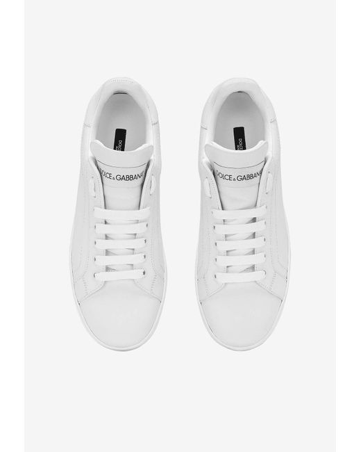 Dolce & Gabbana White Portofino Leather Low-Top Sneakers