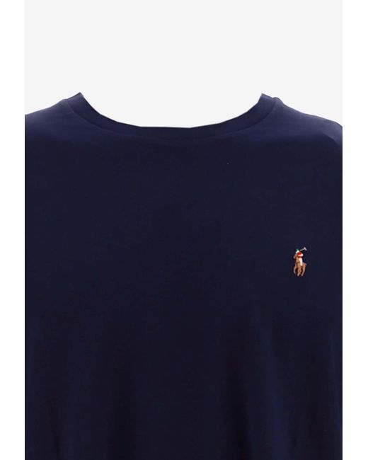 Polo Ralph Lauren Blue Logo Embroidered Crewneck T-Shirt for men