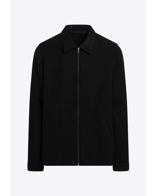Rick Owens Black Zip-Up Wool Jacket for men