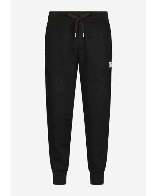 Dolce & Gabbana Black Technical Jersey jogging Pants With Patch for men
