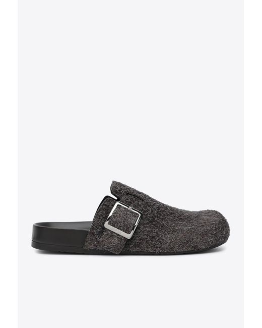 Loewe Brown Ease Buckle Brushed Suede Clogs for men