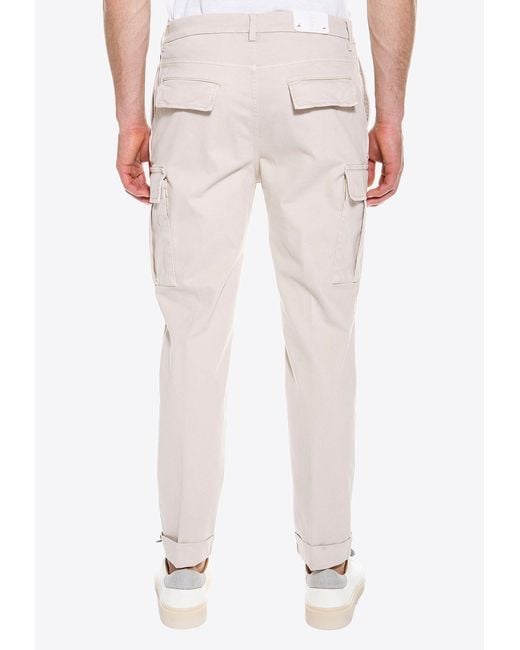 Eleventy White Cargo Pants With Logo-Patch for men