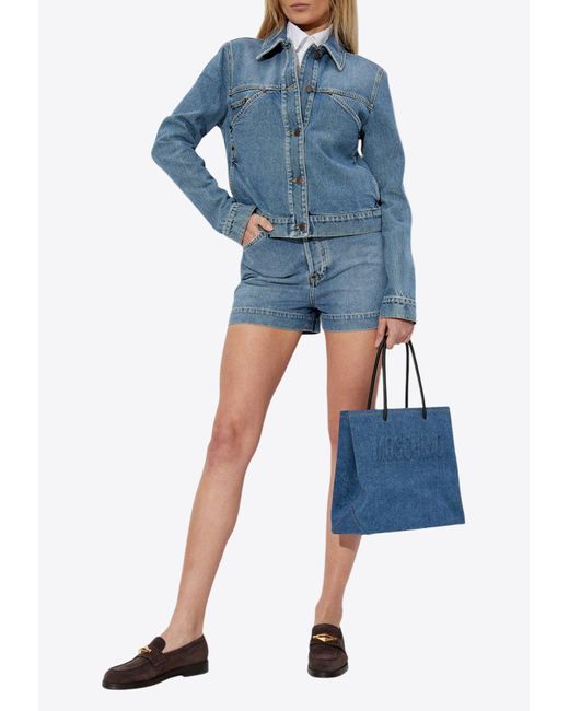 Moschino Blue Denim Shorts With Vintage Effect