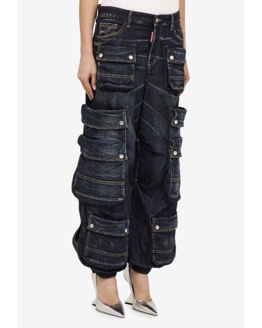 Pants Black Multi-Pocket Cargo Jeans
