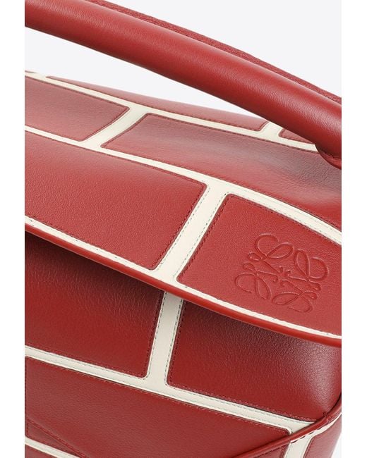 Loewe Red Large Brick Puzzle Edge Shoulder Bag