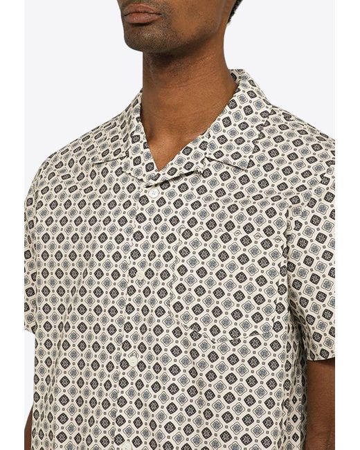 A.P.C. White Lloyd Short-Sleeved Patterned Shirt for men