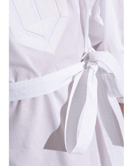 Tory Burch White Dress With A V-Neckline