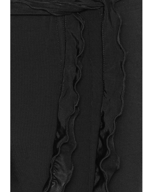 ROTATE BIRGER CHRISTENSEN Black Slinky Flared Belted Pants