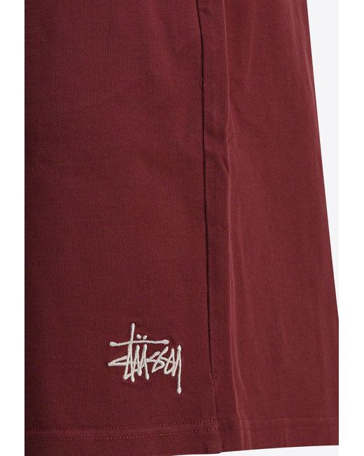 Stussy Red Logo Print Track Shorts for men