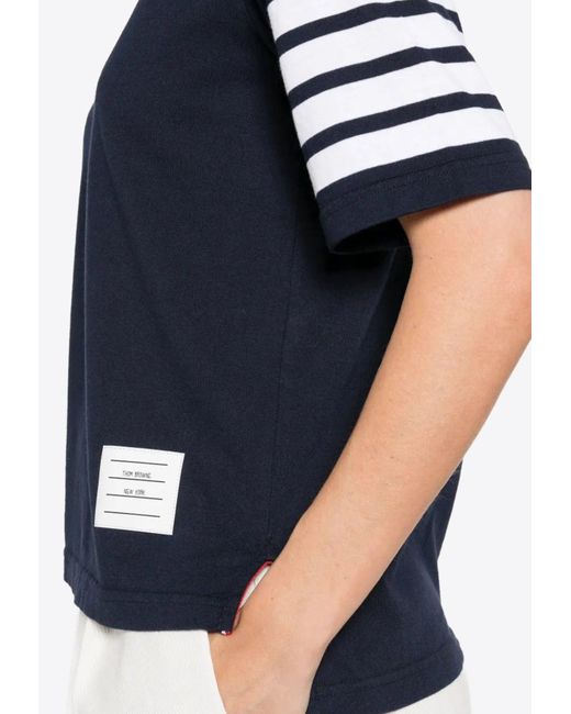 Thom Browne Blue 4-Bar Stripes T-Shirt