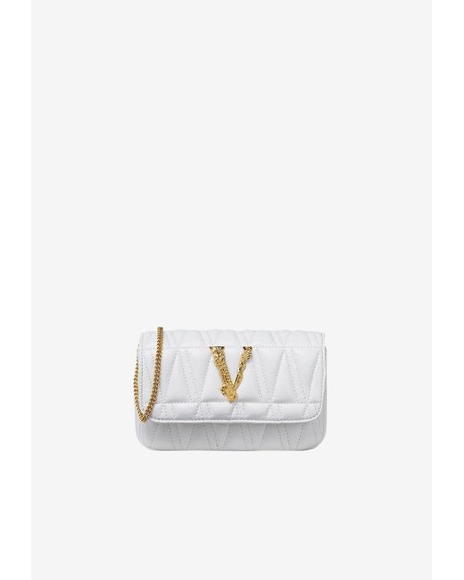 Versace Virtus Quilted Crossbody Bag In Nappa Leather in White Lyst