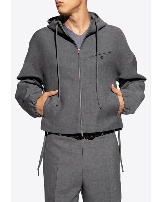 Ferragamo Gray Wool Zip-Up Jacket for men