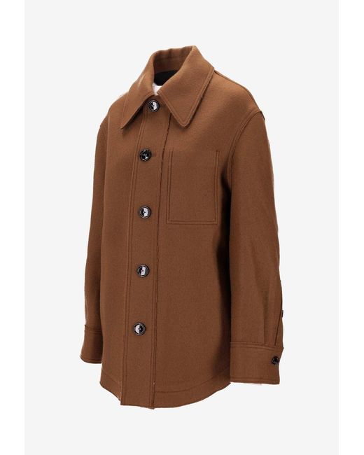 AMI Brown Buttoned Woven Jacket