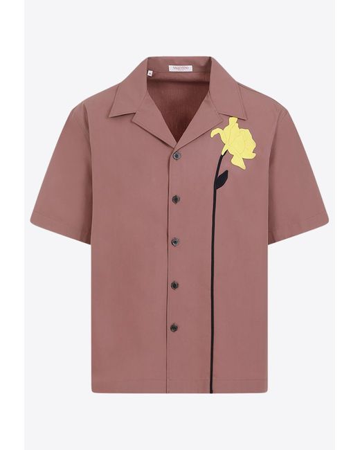 Valentino Pink Flower-embroidery Shirt for men