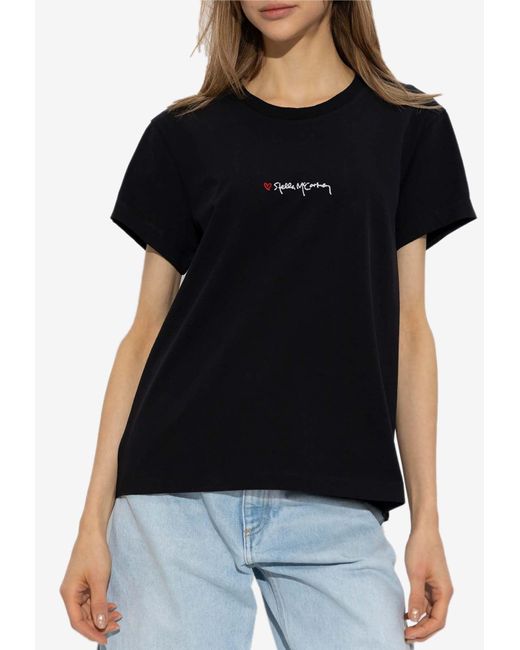 Stella McCartney Black Iconics Love Logo Crewneck T-Shirt