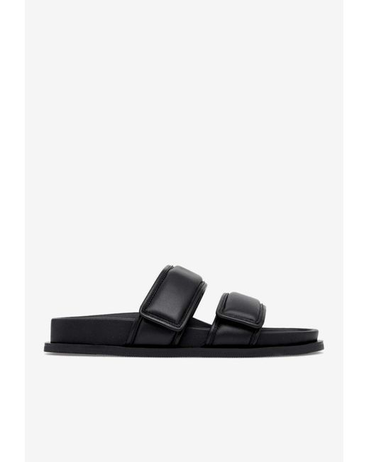 St. Agni White Quilted Leather Double-Strap Slides