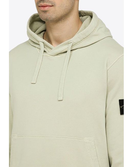 Stone Island Natural Logo-Patch Hooded Sweatshirt for men