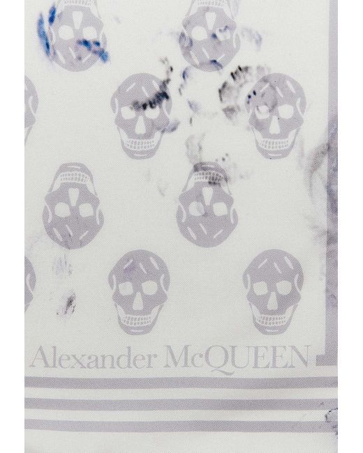 Alexander McQueen Gray Chiaroscuro Biker Silk Scarf