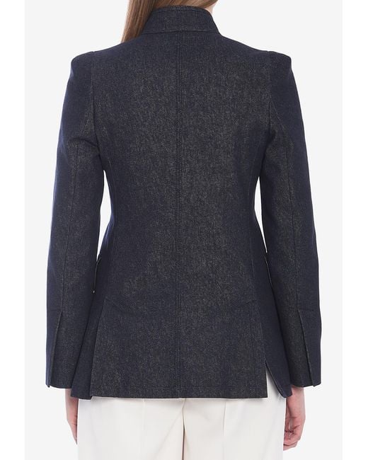Max Mara Blue Single-Breasted Slim Blazer