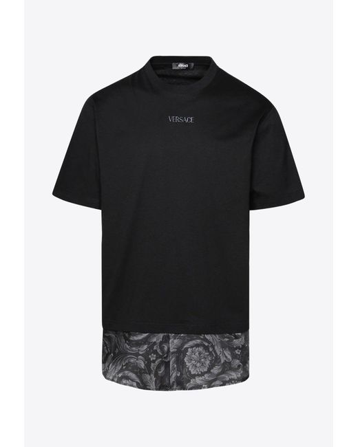 Versace Black Barocco Panel Logo T-Shirt for men
